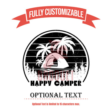 Happy Camper Retro Sunset Personalized 15oz Bamboo Camper Tumbler